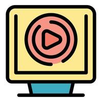 Computer monitor displaying streaming video player icon vector