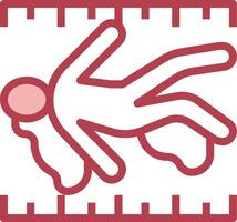 A red and white icon of a person laying on a football vector