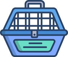 A blue and green pet carrier with a handle vector