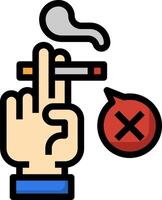 A hand holding a cigarette and a red cross vector