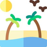 Two palm trees and a sun on the beach vector