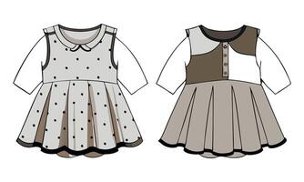 Two dresses with polka dots on the front and back vector