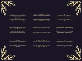 golden decorative borders and frames on a black background vector