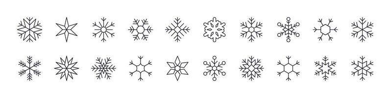 Snowflakes Line Icon Collection. Editable Stroke. Minimalistic Linear Pictogram for Design of Cards, Apps, Banners, Posts vector