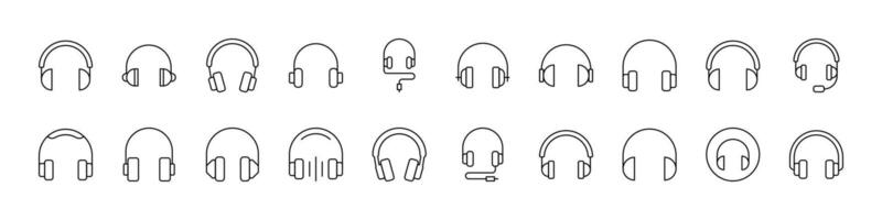 Big Various Headphones Pack of Thin Icons. Editable Stroke. Suitable for Web Sites, Books, Cards, Apps vector
