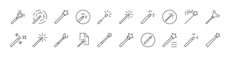 Magic Wand Bundle of Thin Icons. Editable Stroke. Suitable for Web Sites, Books, Cards, Apps vector