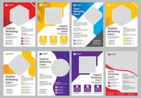 different type of bundle flyer design template vector