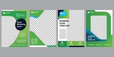 set of bundle flyer design template green color vector