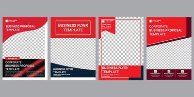 bundle flyer design template red color vector