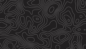 Dark Topographic Map Background with White Contour Lines vector