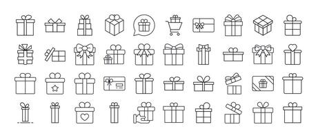 Gift and Present Related Icon Set. Editable Stroke. Suitable for Web Sites, Books, Cards, Apps vector