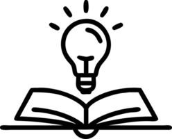 Flying book and lightbulb symbolizing knowledge and innovation vector
