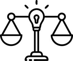 Flying lightbulb and scales symbolizing ethical decision making vector