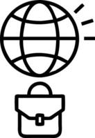 Globe and briefcase floating above white background symbolizing global business leadership vector
