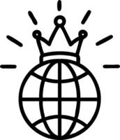 Globe and crown floating with white background symbolizing global leadership and authority vector