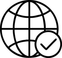 Globe and checkmark icons representing global compliance vector