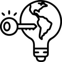 Globe and key floating above white background representing global leadership and access vector