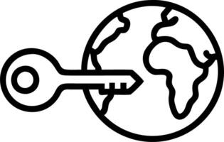 Globe and key floating above white background representing global leadership and access vector