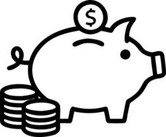 Glossy piggy bank with coins and copy space vector