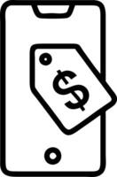 Glossy smartphone displaying holographic dollar sign and discount tag vector