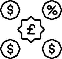 Glossy tiles with metallic discount tags and currency symbols vector
