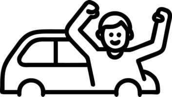 A driver pumping fist in the air while stuck in traffic but enjoying music vector