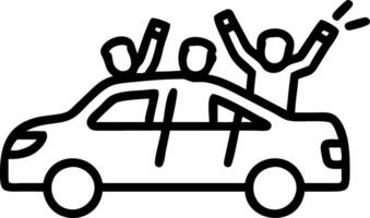 A group of friends cheering in a car after winning a sports game vector