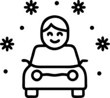 A person joyfully driving through a snowfall vector