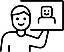 A man enthusiastically sharing ideas on a virtual whiteboard from home vector