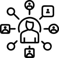 Abstract digital art of a person surrounded by floating icons representing remote work tools vector