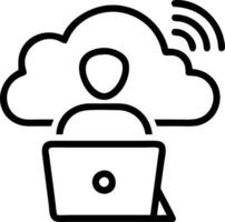 Abstract digital art of a person using cloud technology to work remotely with soft bokeh backgrounds vector