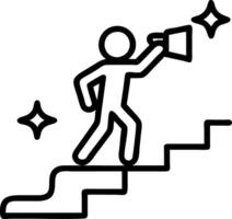 Abstract silhouette of person ascending bokeh stairs representing career growth vector