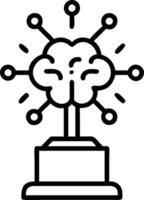 AI Brain with Neural Growth Paths on a Podium vector
