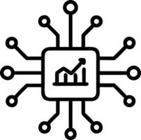 AI driven data processor with glowing icons and growth lines vector