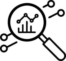 AI powered magnifying glass with floating glowing data lines vector