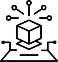 AI powered Cube with Glowing Data Streams on a Podium vector