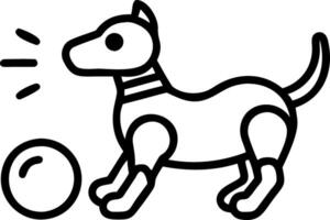 AI robotic dog playing with holographic ball vector