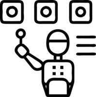 AI robot interacting with holographic control panel vector