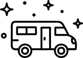 Bokeh digital art of a camper van parked under a starry night sky vector