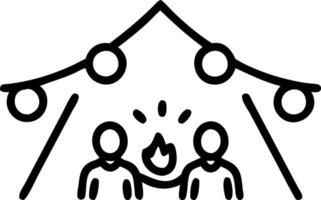Bokeh digital art of a family building a fort together under glowing string lights vector