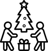 Bokeh digital art of a family exchanging gifts by the Christmas tree soft glowing lights around them vector