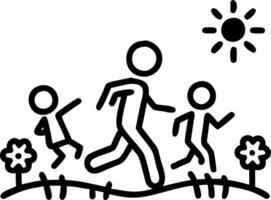 Bokeh digital art of a family running through a field of wildflowers vector
