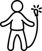 Bokeh digital art of a person holding a jump rope with a soft glow and blurred background lights vector