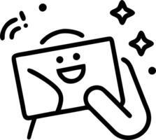 Bokeh digital art of a happy freelancer working on a tablet vector