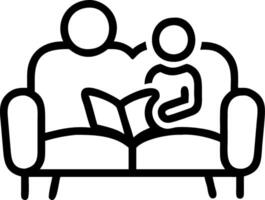 Bokeh digital art of a parent and child reading together on the couch vector