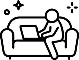 Bokeh digital art of a person relaxing on a sofa while working on a laptop with soft abstract lighting vector