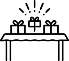Bokeh digital art of a surprise birthday party with a table full of gifts soft lights in the background vector