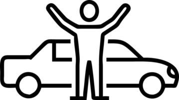 Bokeh digital art of a person standing with arms outstretched beside their car on an open road vector