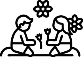 Bokeh digital art of a young couple enjoying a picnic in a field of flowers vector