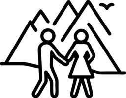 Bokeh digital art of a young couple hiking with mountains in the background vector